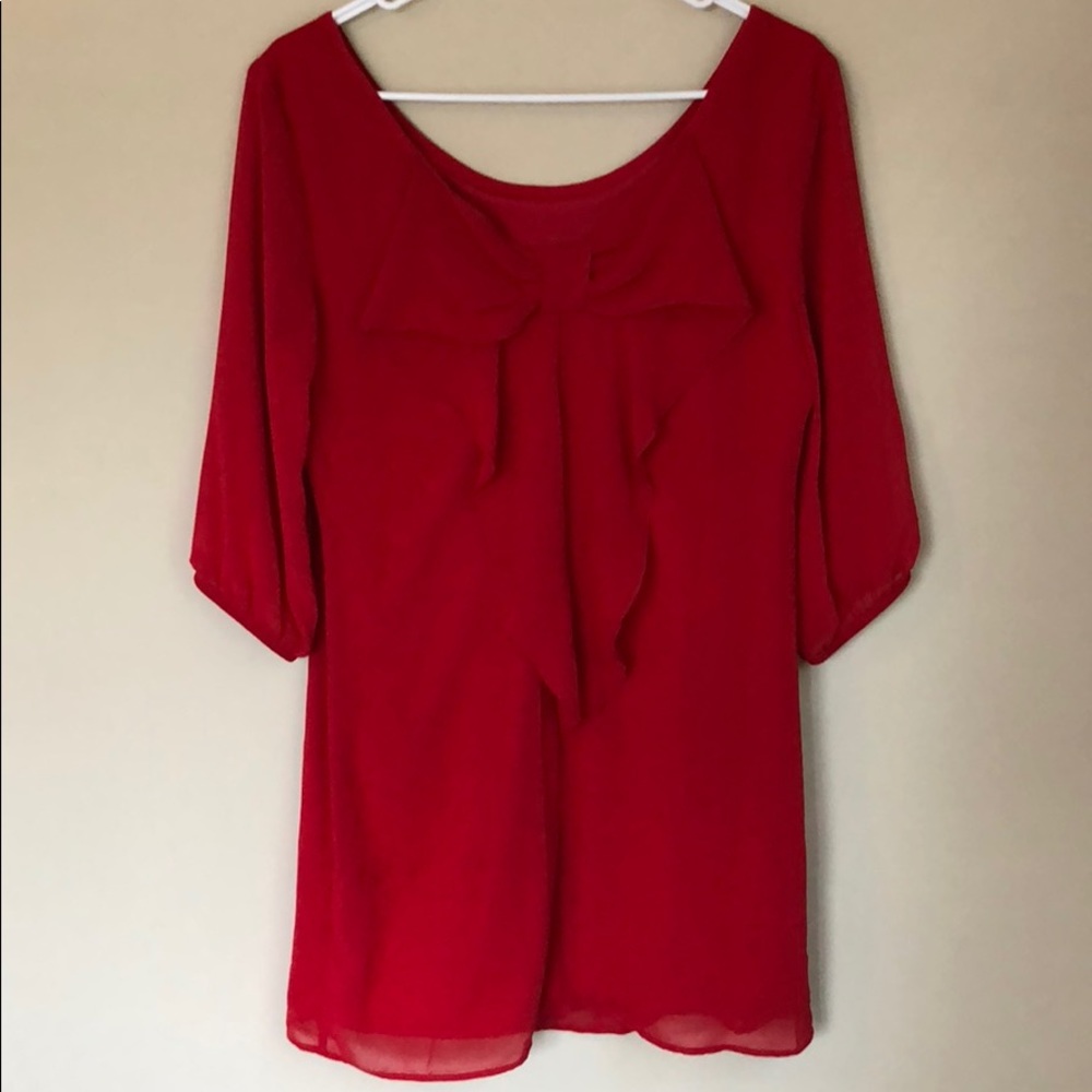 Red Bow Back Shift Dress, Size Medium